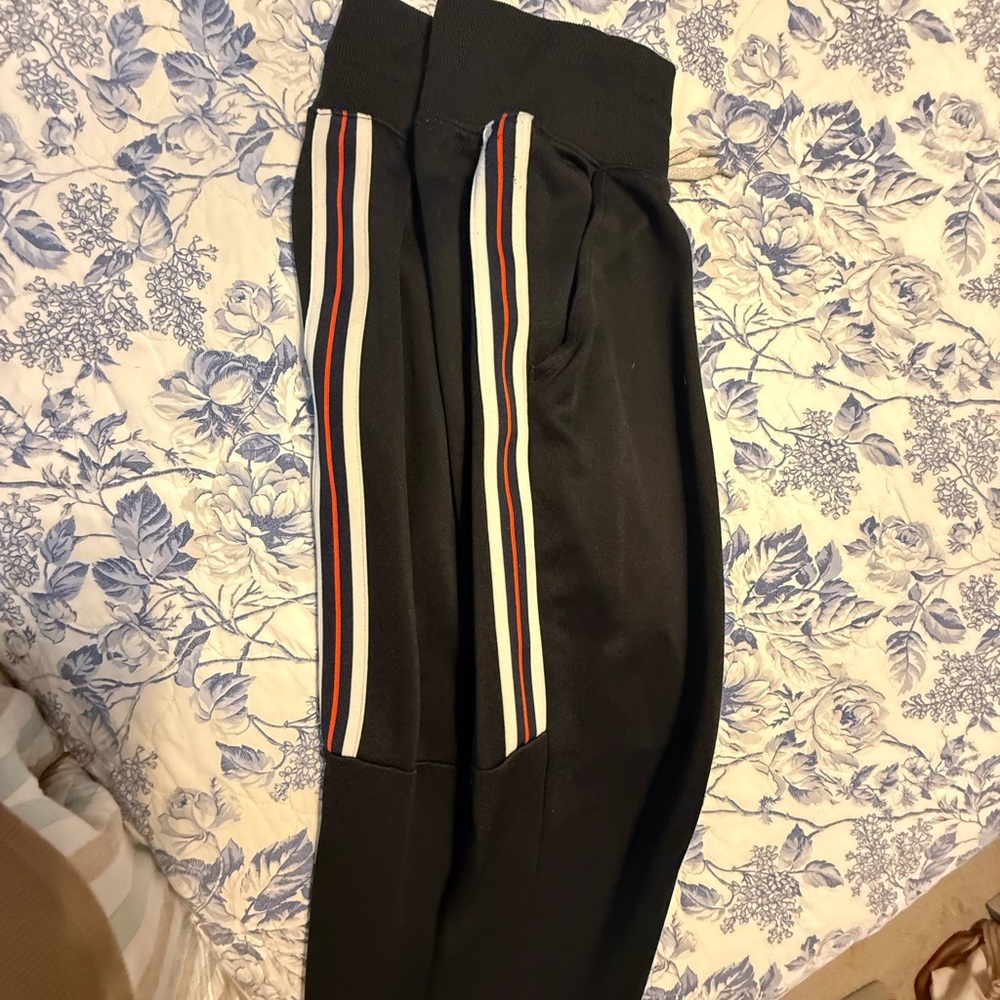 Women Nike medium black jogger pant good condition stripe white blk orange - Picture 2 of 5